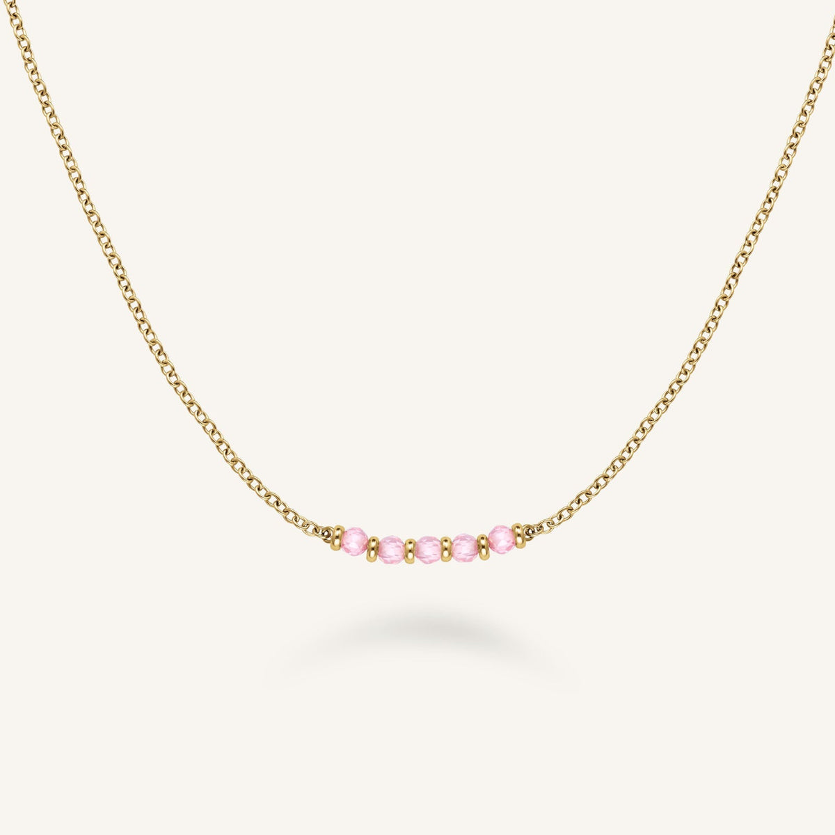 Collana con 5 pietre rosa leftcolumn