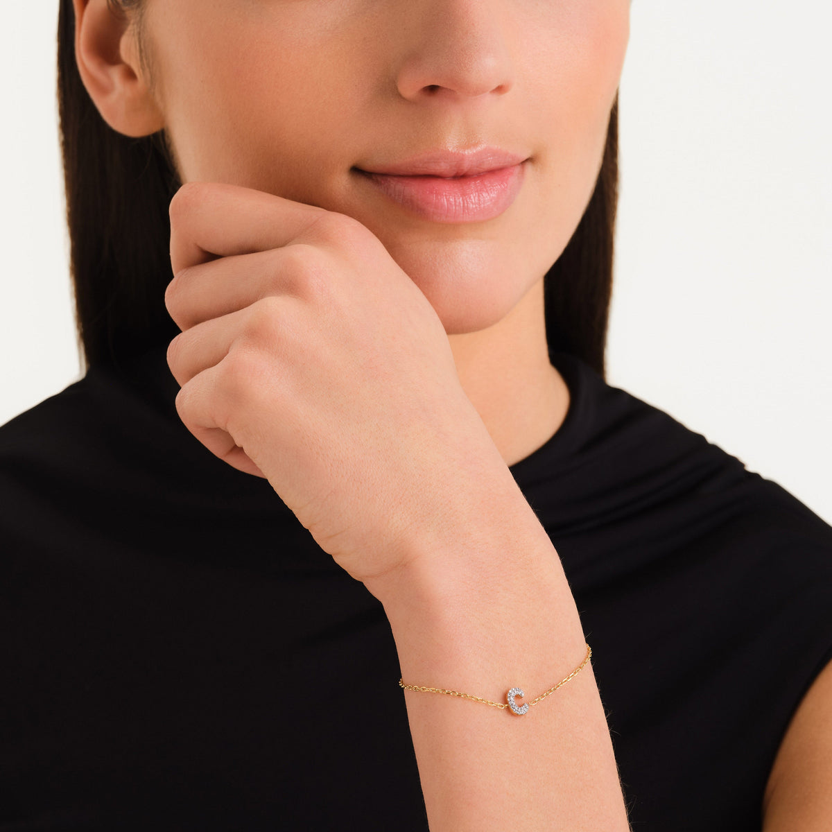 Bracciale Lettera C con cristalli lefcolumn