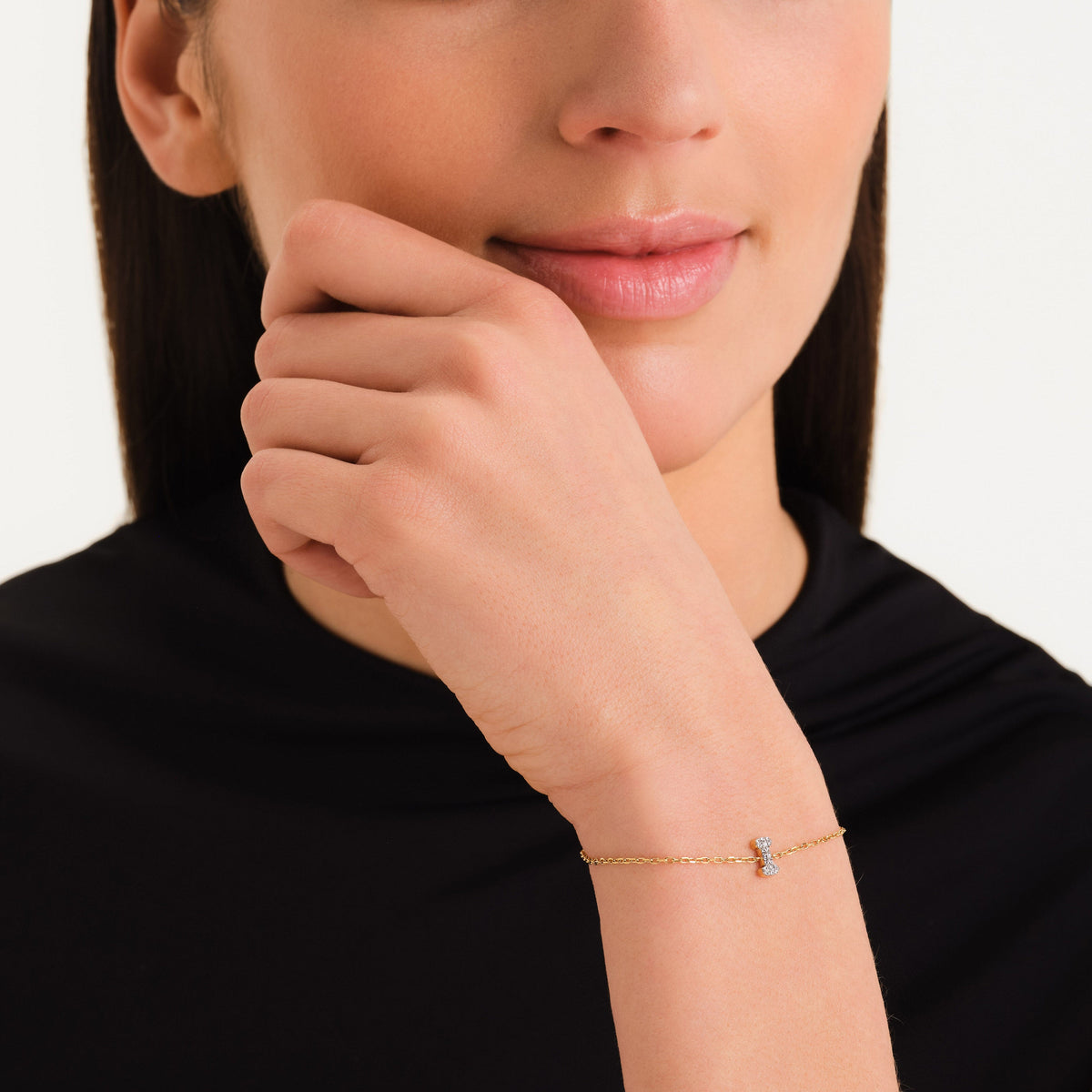 Bracciale Lettera I con cristalli leftcolumn