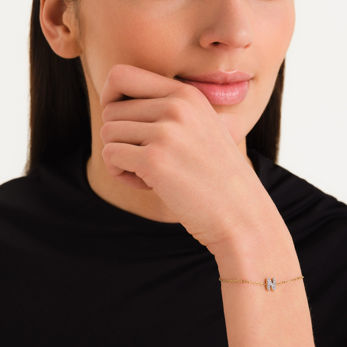 Bracciale Lettera N con cristalli leftcolumn