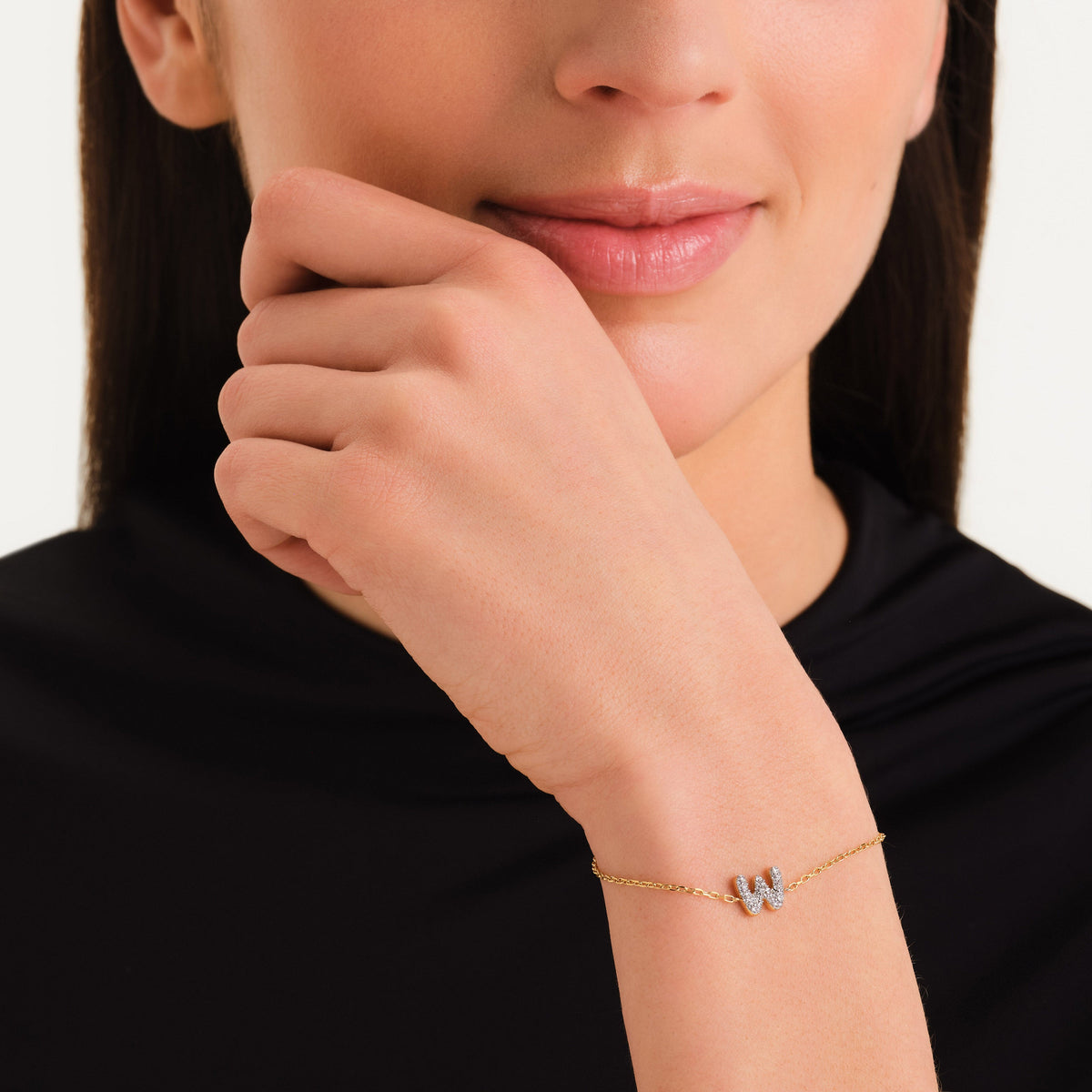 Bracciale Lettera W con cristalli leftcolumn