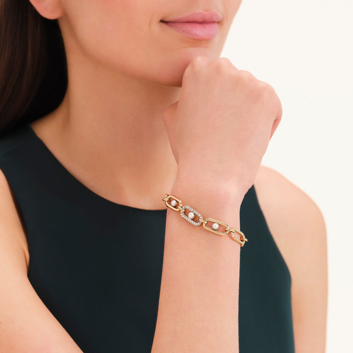 Bracciale a Maglie con Perla leftcolumn