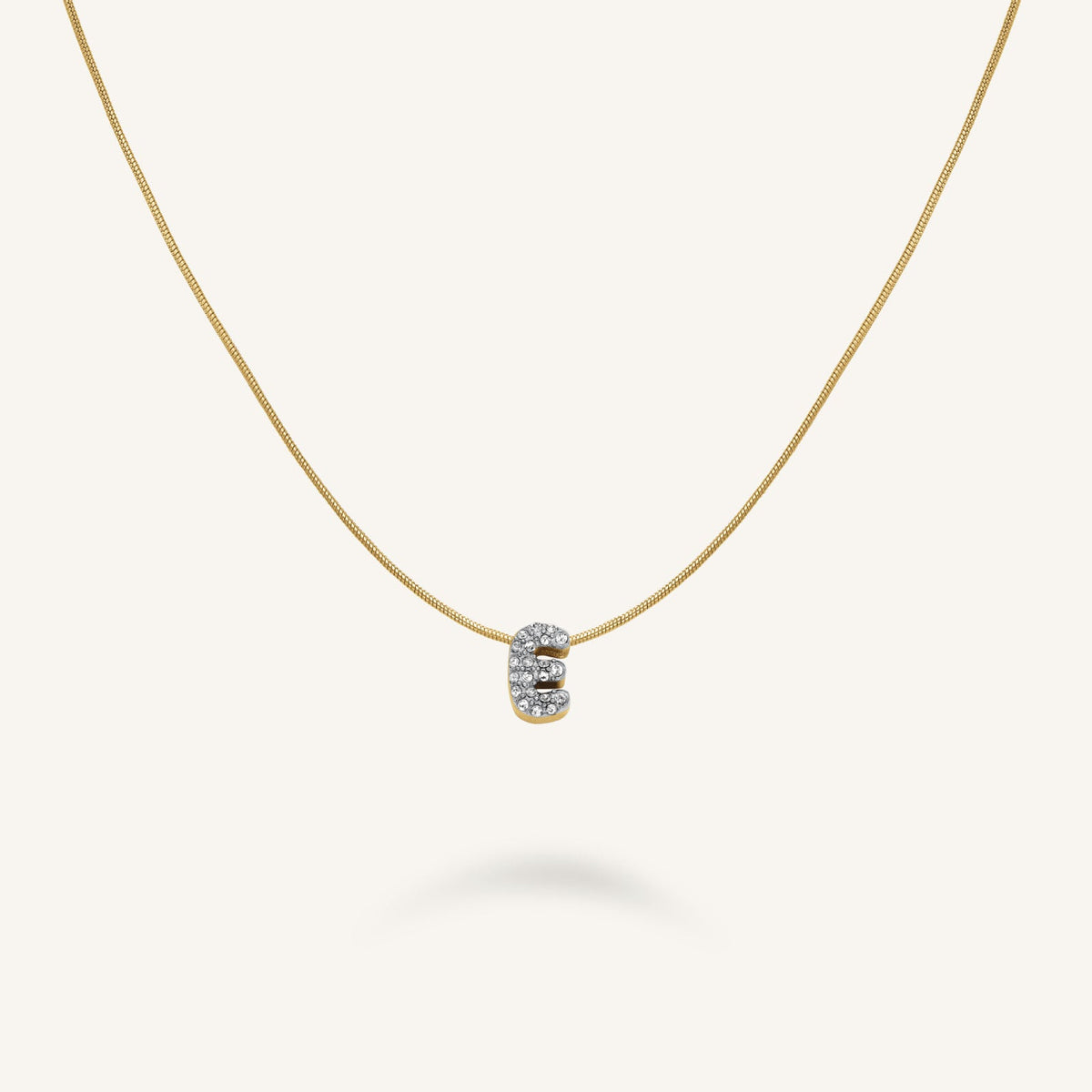Collana Lettera E con cristalli leftcolumn